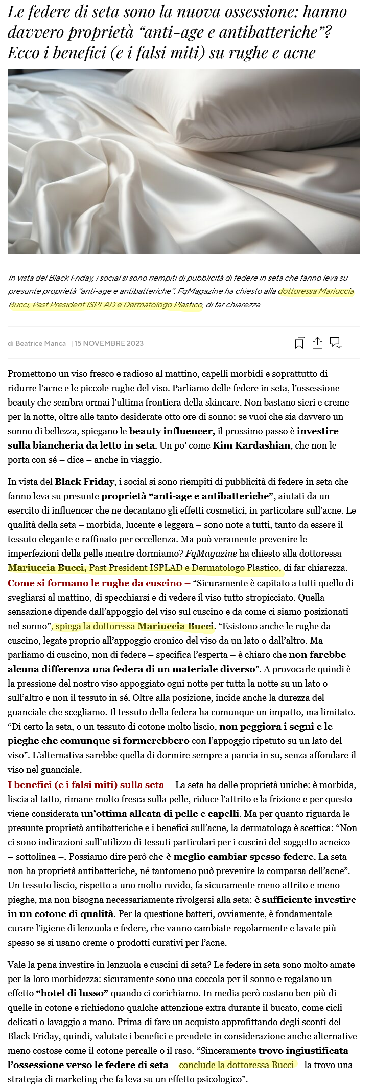 Il Fatto Quotidiano - Federe di seta